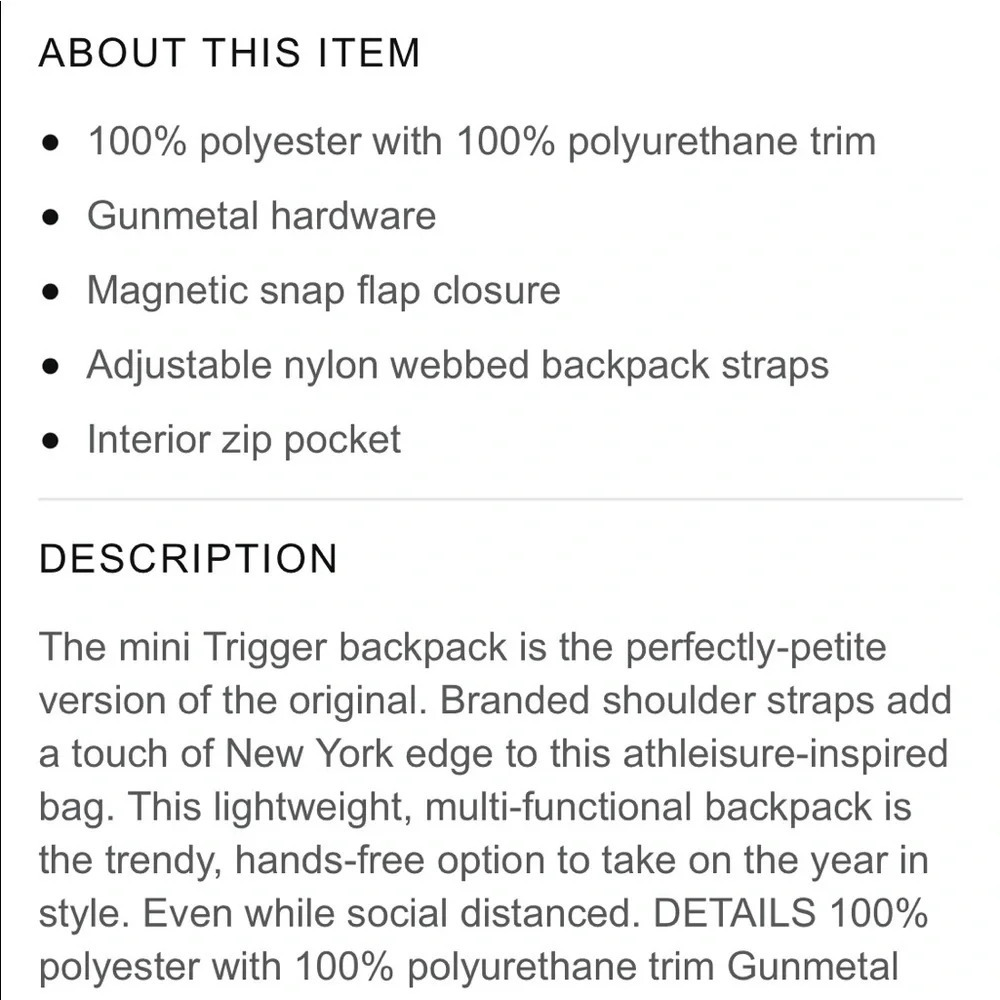 Botkier- black backpack, “Mini Trigger” NWOT‎ - Picture 3 of 13